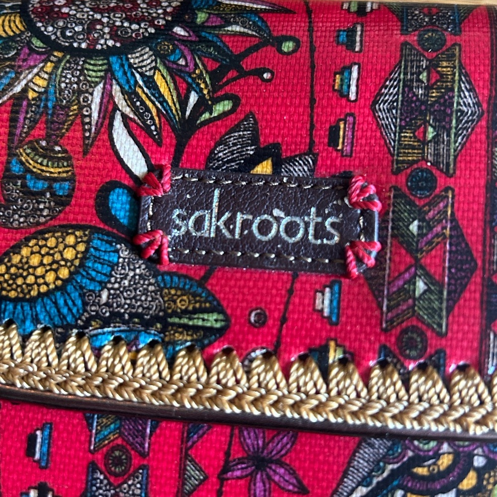 Sakroots Red and Gold Women's Clutch, NWT, so many zippers and pockets! - Picture 5 of 5
